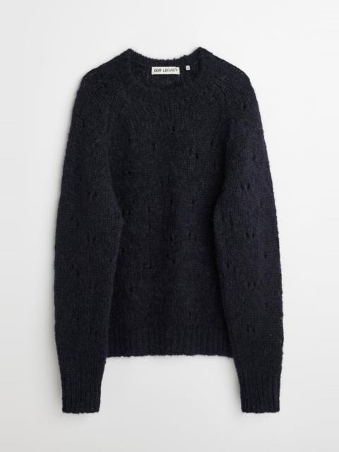 Needle Drop Raglan Navy Fuzzy Mohpaca