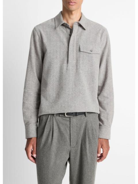 Vince Herringbone Cotton Popover Shirt