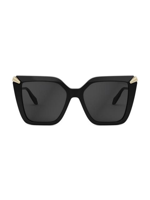 BVLGARI Women's Serpenti 55MM Butterfly Sunglasses - Black Gold Dark Grey
