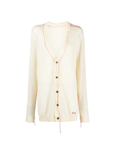 Maison Margiela contrast-stitch logo-embroidered cardigan