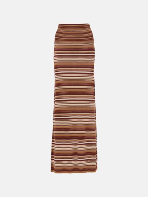 AYA MUSE Knitted striped silk-blend maxi skirt