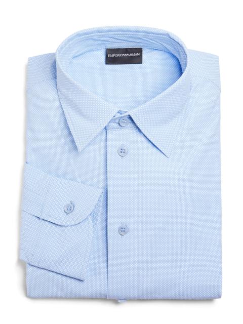 EMPORIO ARMANI Men's Micro-Printed Jersey Button-Front Shirt - Blue