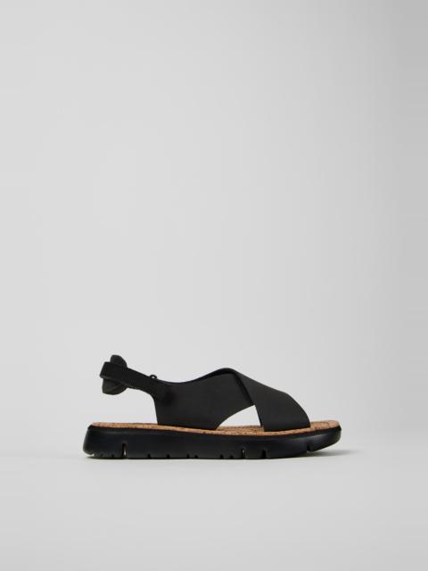 CAMPER Oruga Black Leather and Textile Sandals for Women.