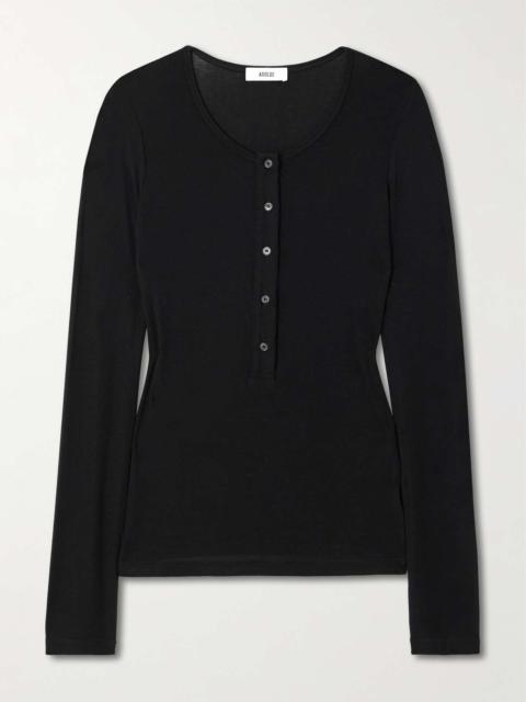 AGOLDE Faustine Lyocell-blend Henley top Black