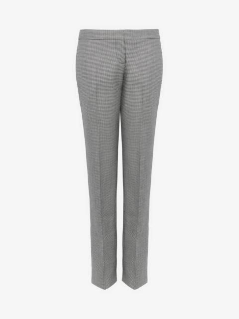 Women's Low-waisted Long Cigarette Trousers in Black/ivory