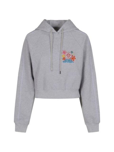 CASABLANCA embroidered-detail cropped cotton hoodie