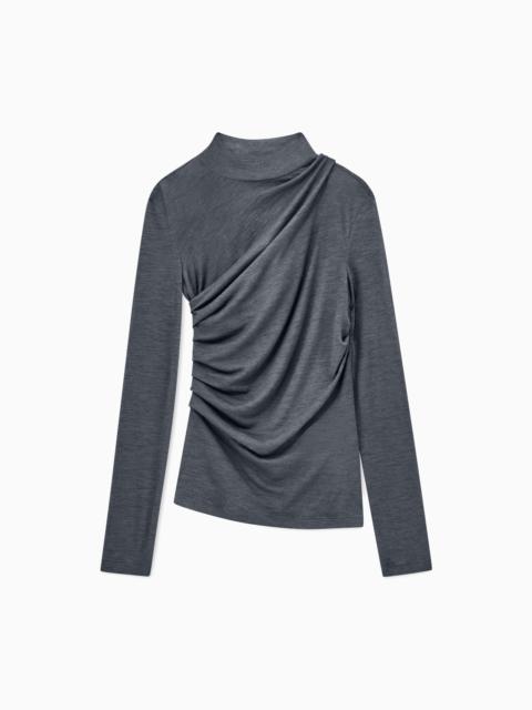 GIORGIO ARMANI SWEATER IN WOOL JERSEY WITH CRATER NECK AND DRAPED FRONT