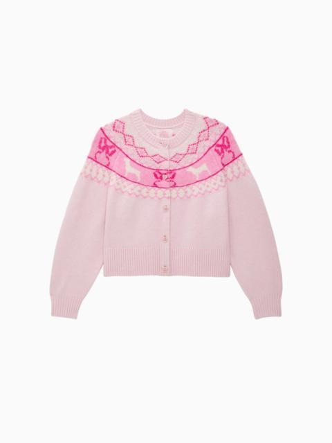 PINK x LoveShackFancy Fairisle Boxy Crew Cardigan Sweater