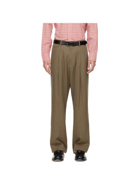 Paul Smith Khaki Relaxed-fit Pleated Lyocell Trousers