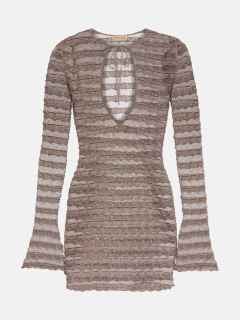 Lace metallic knit minidress