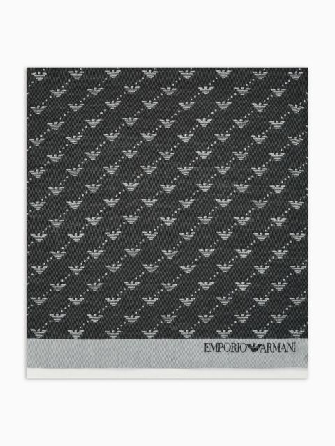 EMPORIO ARMANI Jacquard stole with all-over eagles