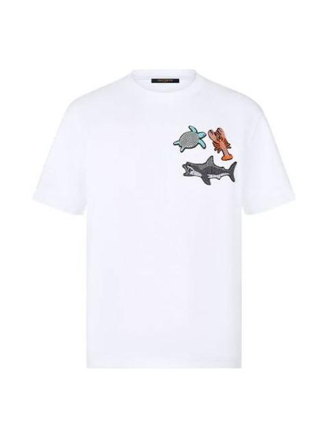 Louis Vuitton Men's LOUIS VUITTON animal Pattern Printing Short Sleeve White 1A8QXN