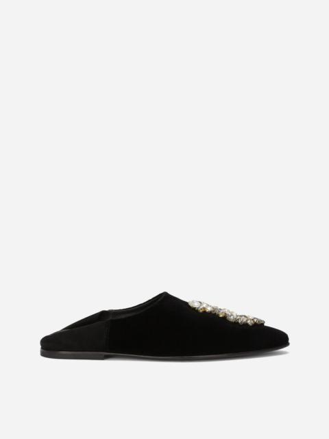 Dolce & Gabbana Velvet slippers with brooch embellishment