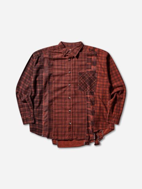 Men's 7 Cuts Flannel Shirt Over Dye Red