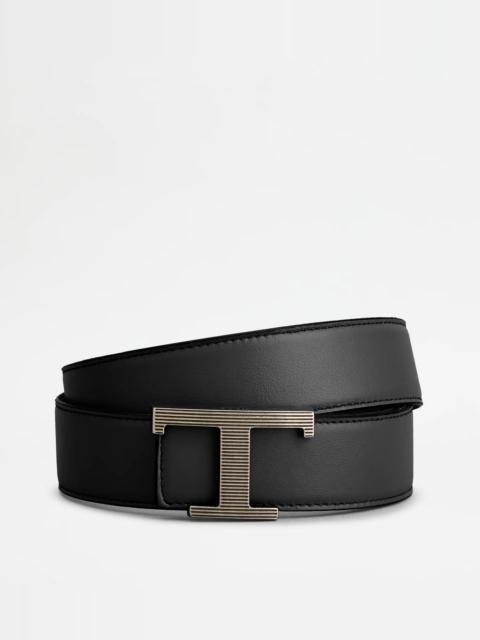 TIMELESS REVERSIBLE BELT SMOOTH LEATHER AND SUEDE - BLACK