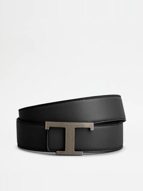 Tod's TIMELESS REVERSIBLE BELT SMOOTH LEATHER AND SUEDE - BLACK