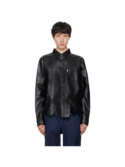 JUNTAE KIM Black Square Petal Corset Faux-Leather Shirt