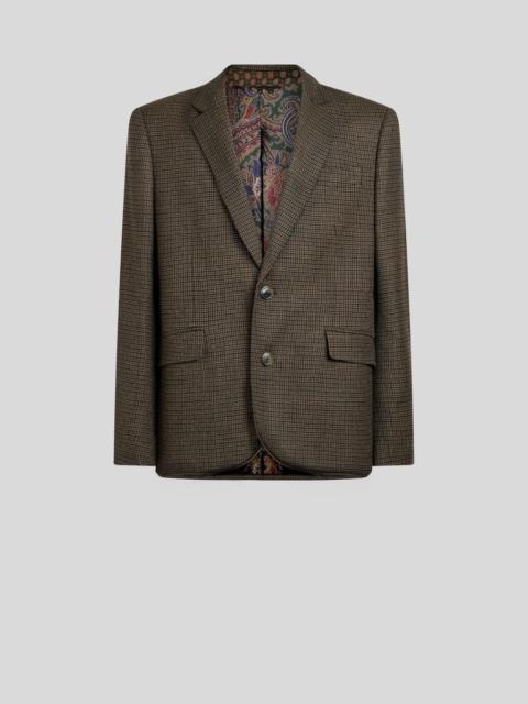 Etro SINGLE-BREASTED WOOL JACKET WITH MICRO HOUNDSTOOTH MOTIF
