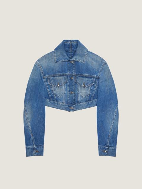 Givenchy CROPPED OPENED BACK JACKET IN MEDIUM BLUE DENIM