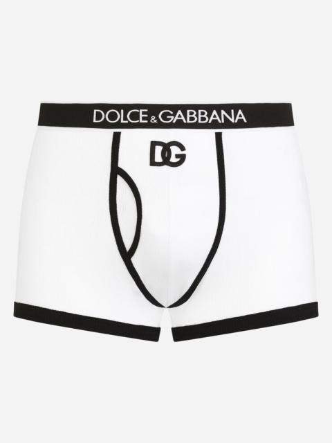 Dolce & Gabbana Fine-rib cotton boxers with DG patch