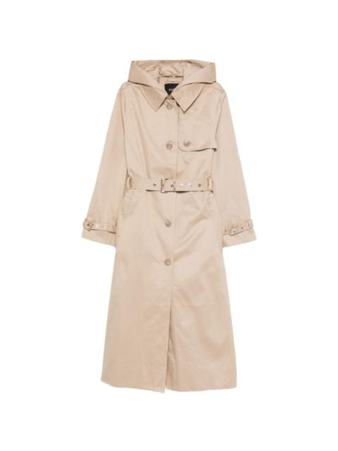 maje belted hooded raincoat