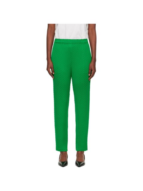 ISSEY MIYAKE Green Sleek Pleats Trousers