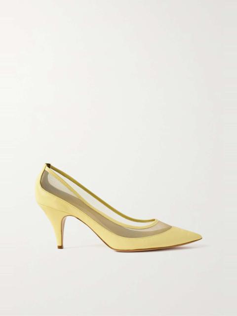 River Iconic mesh-trimmed leather pumps