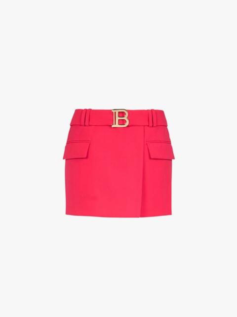 Balmain Short fuchsia wool low rise skirt