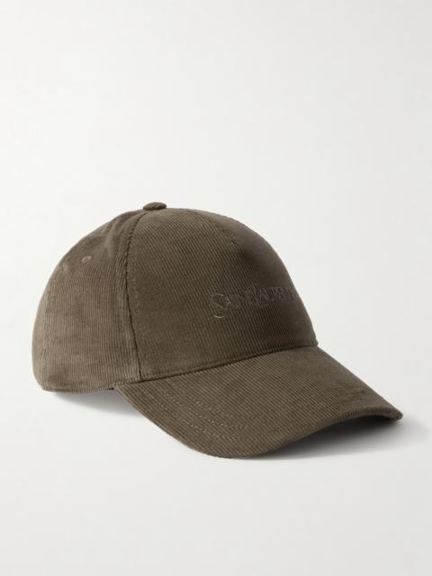 SAINT LAURENT Embroidered Cotton-corduroy Cap