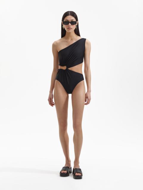 self-portrait Black Asymmetric Swimsuit