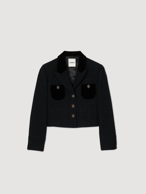 Sandro VELVET TWEED CROPPED JACKET