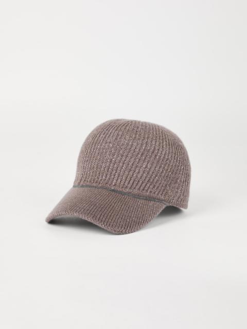 Brunello Cucinelli Sparkling cashmere English rib knit baseball cap with monili