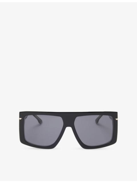 Victoria Beckham Branded Square-Frame Acetate Sunglasses
