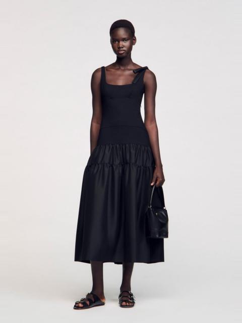 Sandro MAXI DUAL-MATERIAL DRESS