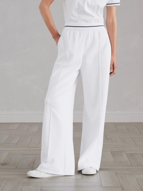 Techno cotton piqué loose trousers