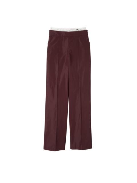Longchamp Straight pants with patch Burgundy - Technical taffeta