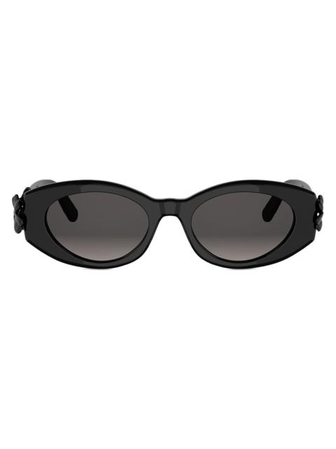 Dior Women's DiorClover B1l 52MM Oval Sunglasses - Shiny Black Gradient Smoke