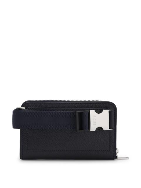 BOSS ITALIAN LEATHER CROSSBODY BAG WITH SILVER HARDWARE