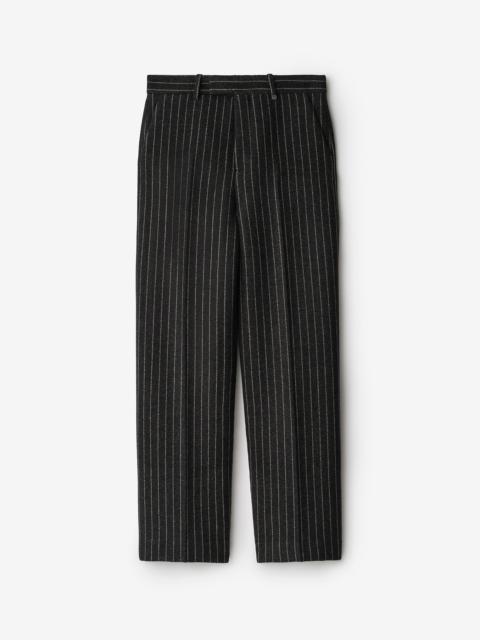 Burberry Pinstriped Wool Blend Tailored Trousers