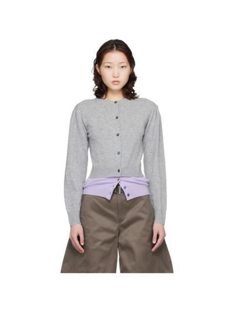 Meryll Rogge Gray & Purple Crew Neck Double Cardigan