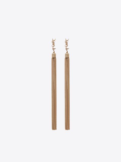 SAINT LAURENT loulou earrings with chain tassels in light gold-colored brass
