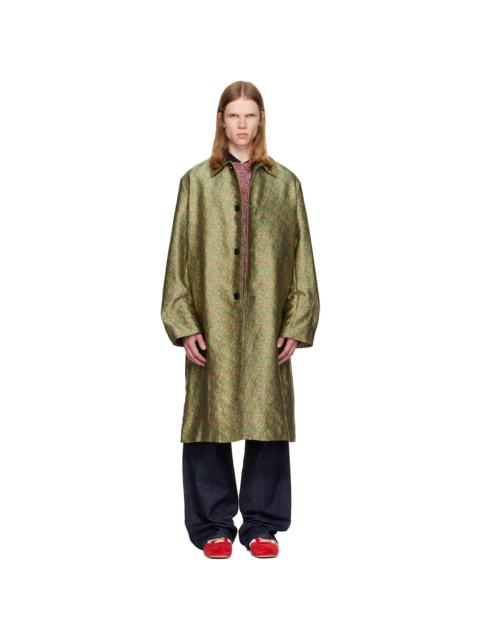 Dries Van Noten Green Jacquard Coat