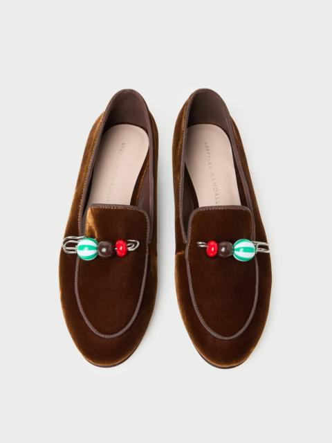LOEFFLER RANDALL Vale Dark Brown Velvet Loafer