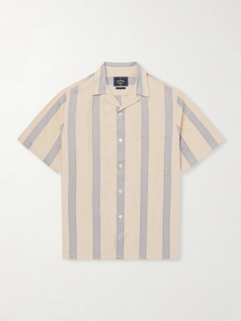 Portuguese Flannel Lousada Camp-Collar Embroidered Striped Cotton Shirt
