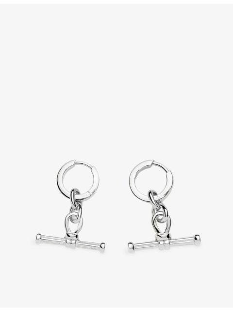 MISSOMA Ridge T-Bar Silver Plated Brass Drop Huggies