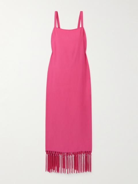 Taller Marmo Palermo Fringed Crepe Midi Dress