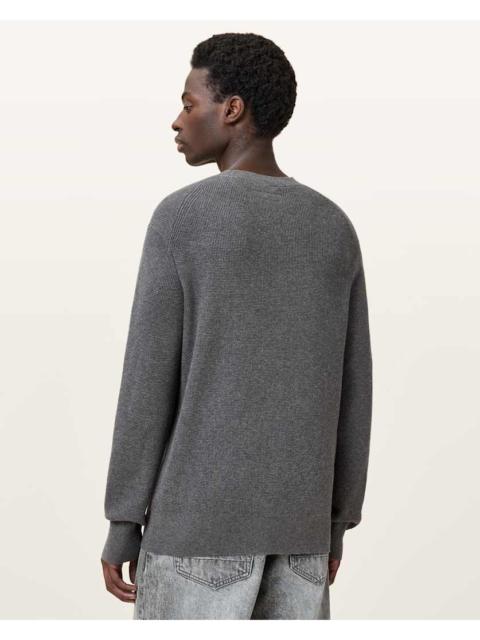 ALLSAINTS ASPEN WAFFLE TEXTURE CREW NECK RAMSKULL SWEATER