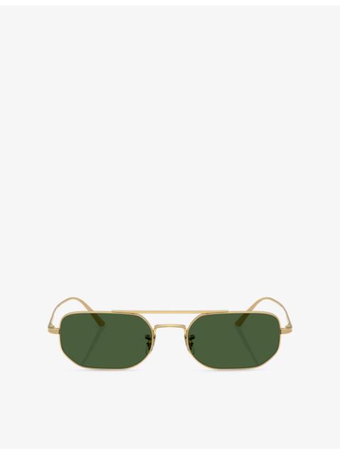 Oliver Peoples OV1351S 1989C Angular-Frame Steel Sunglasses