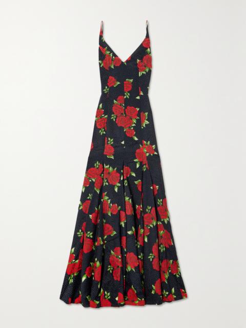 markarian Marylin Pleated Floral-print Crepe De Chine Gown