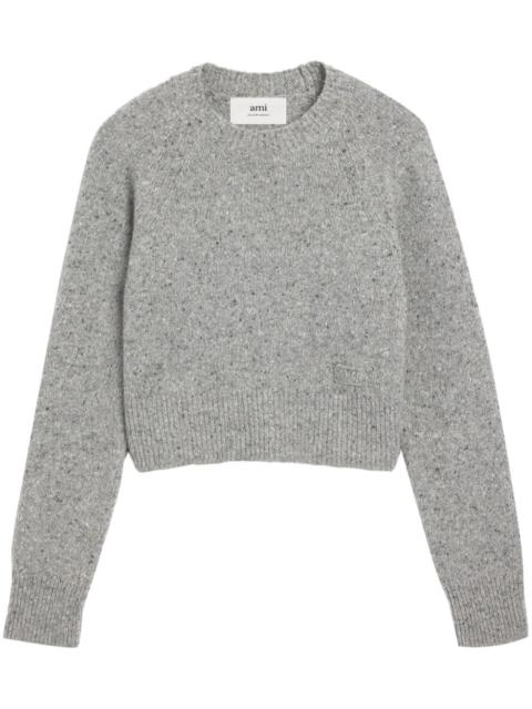 AMI Paris logo-embroidered crew-neck jumper